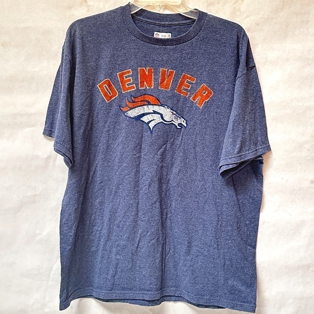 NFL Denver Broncos Manning Football Blue Gray Activewear Short Sleeve Tee